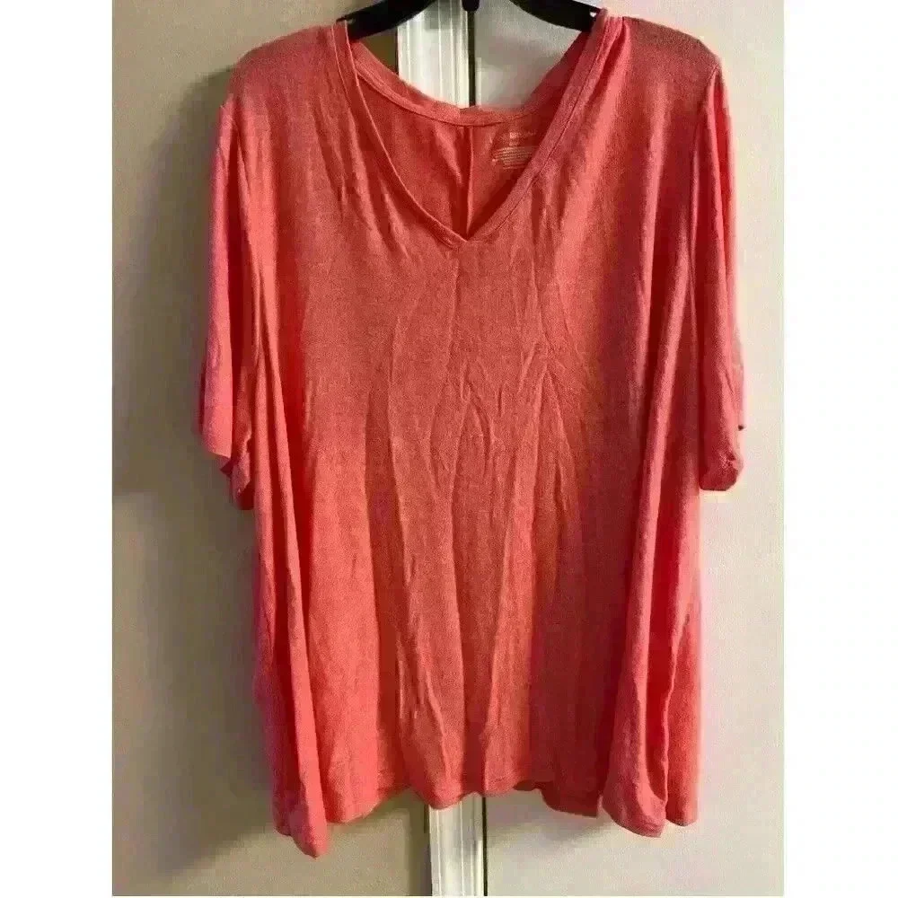 LANE BRYANT heather peach v neck top  Sz 22/24